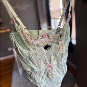 Lounge Green Floral Lace Chemise